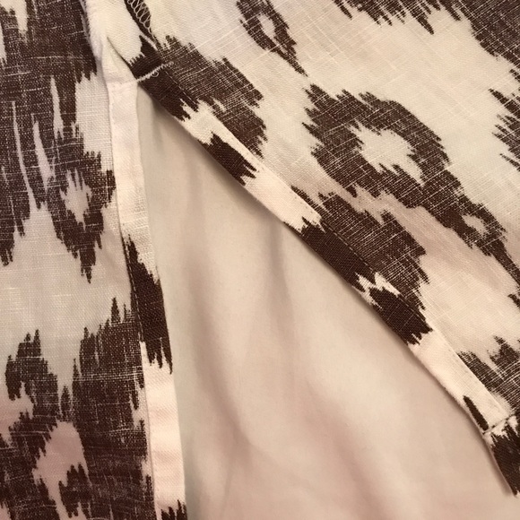 Chico's Ikat Brown & White Linen Blazer 2 - Picture 6 of 8